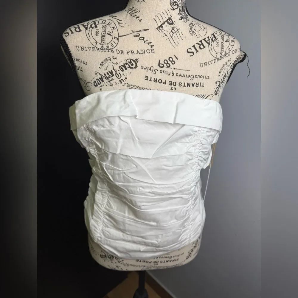 backyard roses ruche strapless top NWT Size L